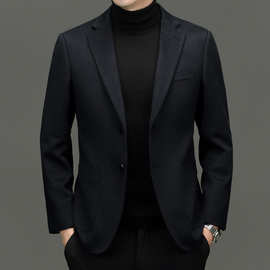 高端100%羊绒西装秋冬季商务休闲西服中年单西毛呢外套男修身爆款