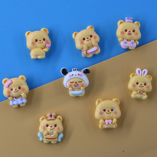 Cute Butter Bear Cartoon Resin Jewelry Accessories DIY Shell Hairpin Keychain Toy Material