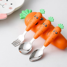 Children Carrots Tableware Set 3PCS Stainless Steel Spoon