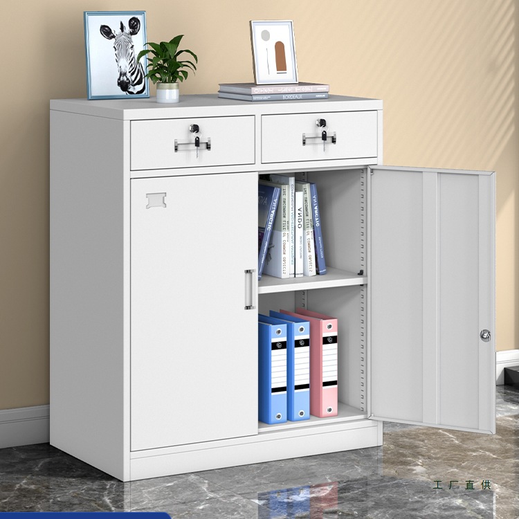 二斗矮柜办公室铁皮文件柜带锁抽屉收纳柜家用阳台储物柜工具柜子