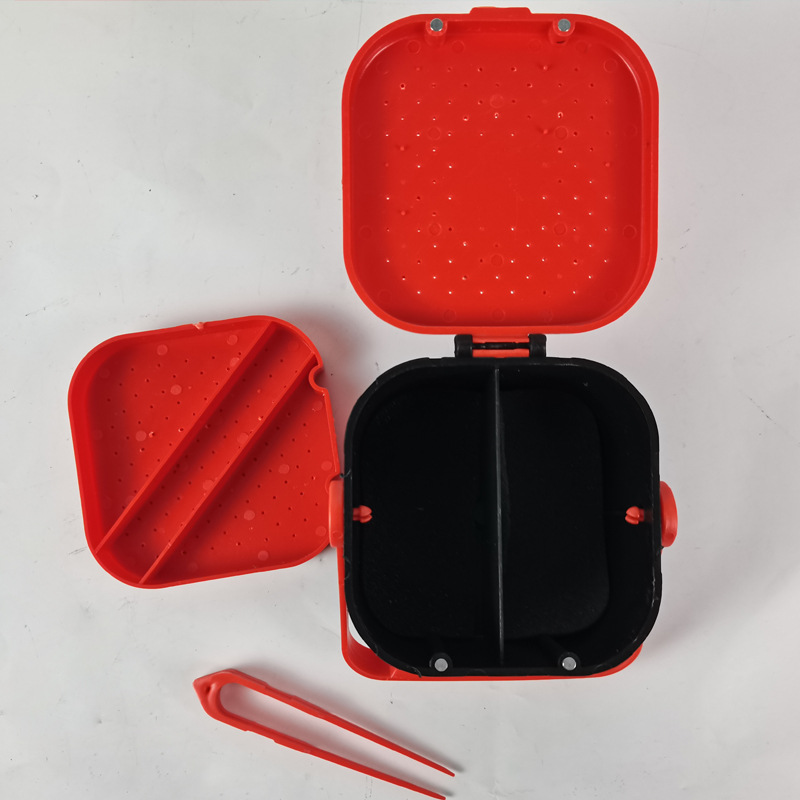 雙層蚯蚓盒 保濕透氣活餌盒 手提沙蠶盒 釣魚用紅蟲盒垂釣用品