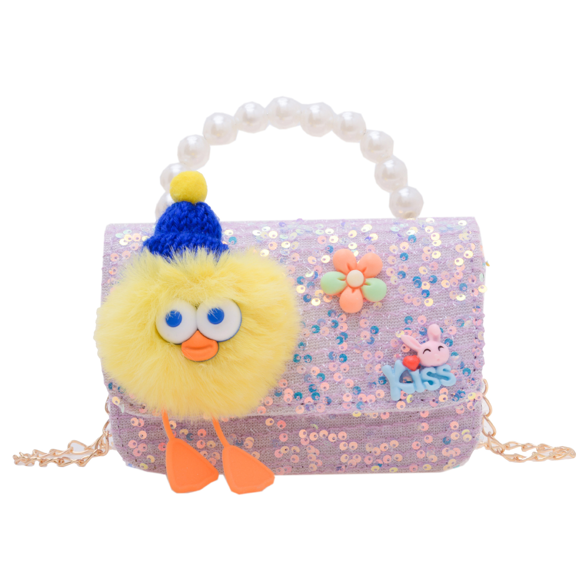 Nuevo estilo occidental de los niños bolsa de estilo de dibujos animados de las muchachas bolsa de mensajero estilo coreano perla bolso niñas monedero