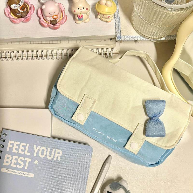 Xiaohongshu ins 新しいかわいいキャンパススタイルニッチ文具バッグポータブル収納化粧品バッグ大容量鉛筆バッグ|undefined