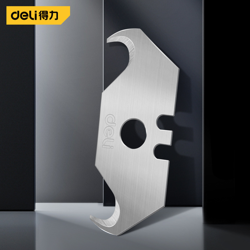 得力牛角刀片弯角刀片锋利工业级剥电缆线皮专用多功能便携式刀片