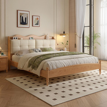木月全实木床现代简约1.8米北欧原木复古风双人床主卧1.5米架子床