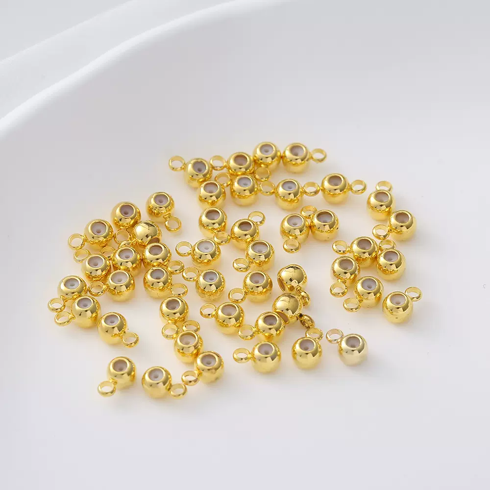 新款吊胶金色定位铜珠调节珠定位珠diy饰品配珠配件材料散珠批发