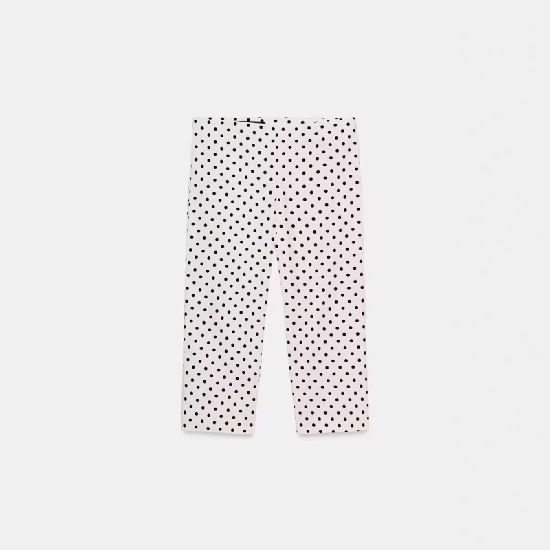 Cross-Border European and American Style Spring New Fashion Hot-Selling Mid-Waist Elastic Polka Dot Capri Pants