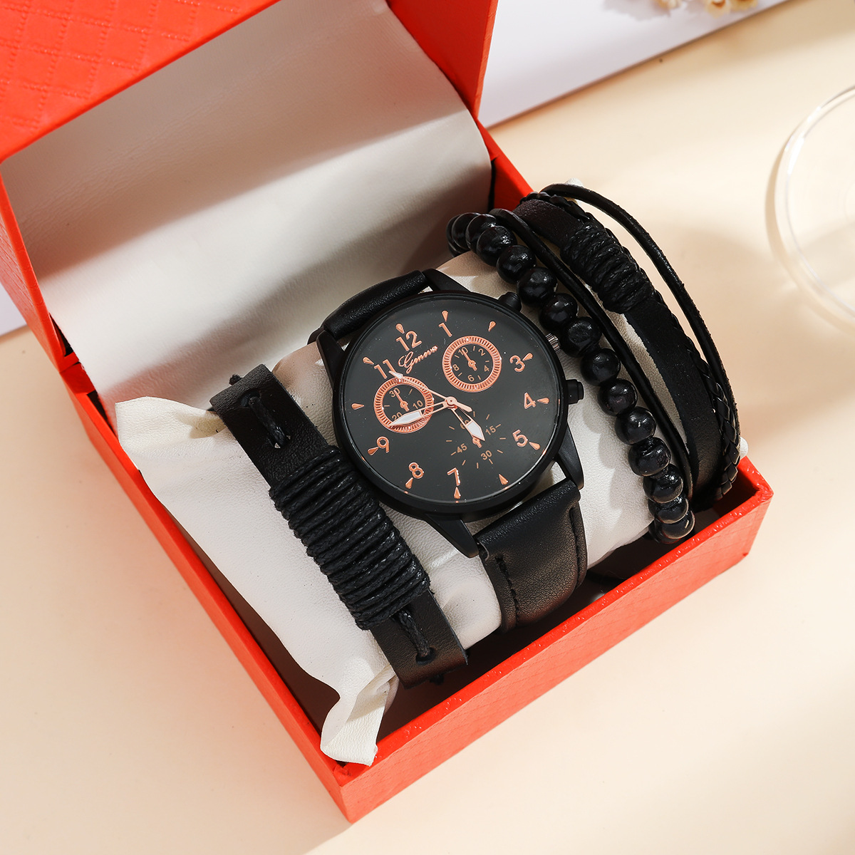 Reloj de pulsera de cuero para hombre, nuevo, moderno, de fábrica, estilo empresarial, sencillo y a la moda, venta al por mayor en stock.