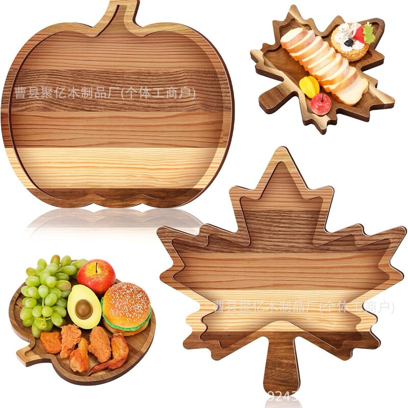 Wooden Deli Snack Board Party Gathering Fruit Dessert Plate Acacia Wood Tray Thanksgiving Outdoor Picnic Plate