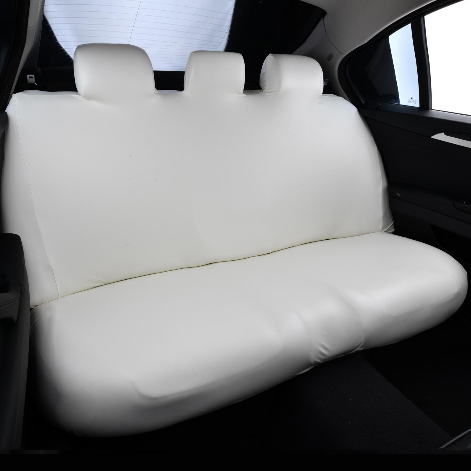 Pu Car Seat Cushion Cover, Elastic Universal Leather Rear Seat Three-Person Integrated Seat Cushion and Backrest Cover, Dustproof and Waterproof