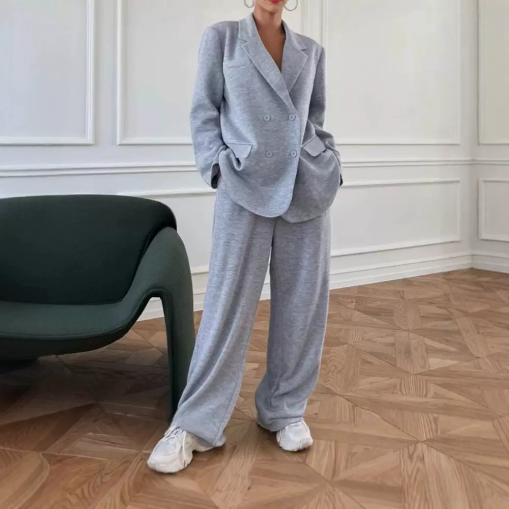 跨境2025时尚休闲女士小西装两件套 亚马逊纯色款式西装套装女