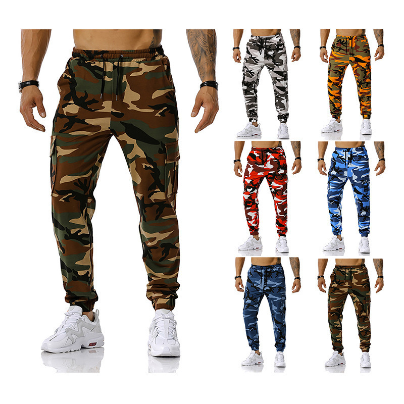 2024 Four Seasons New Men's Stitching Camouflage Jogging Pants Outdoor Sports Pants Football Training Pants Fitness Pants Trousers