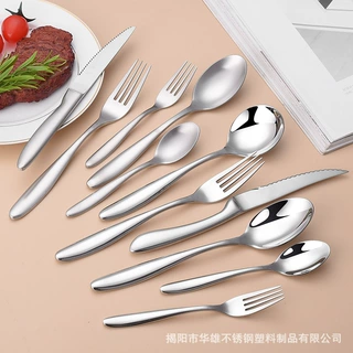 镜面亮光经典圆柄不锈钢西餐具 家用餐厅民宿酒店成套刀叉现货