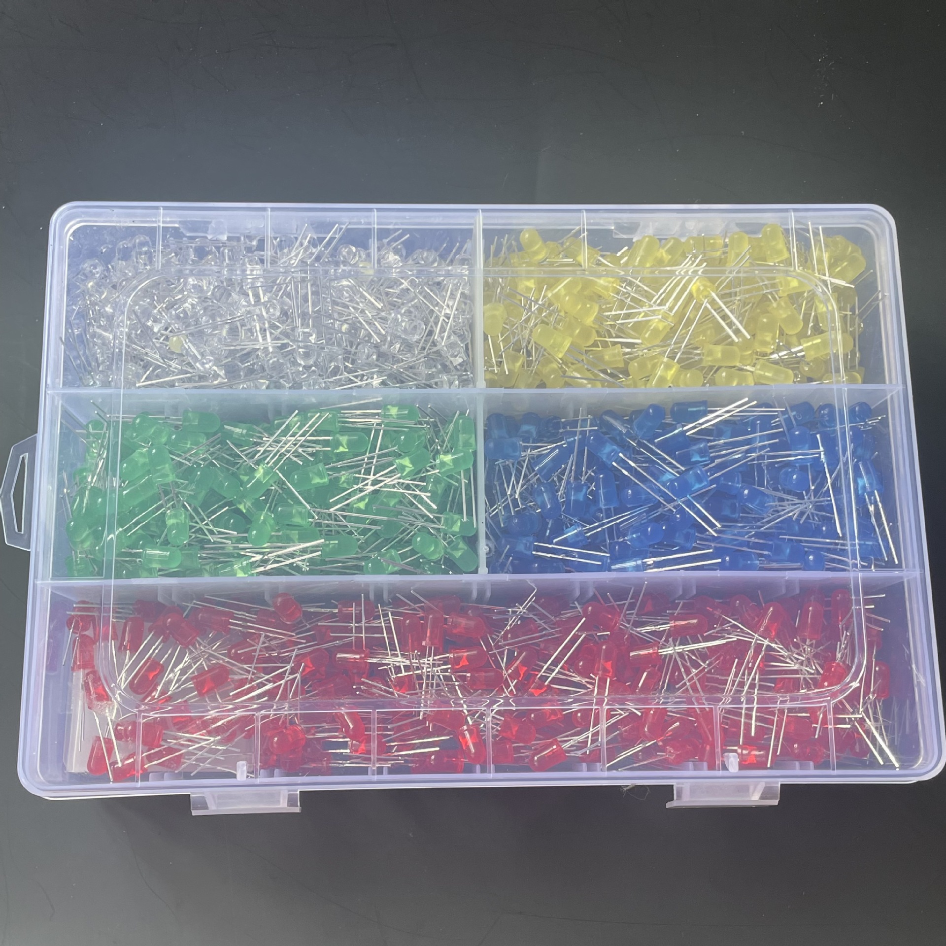 1000 piezas de paquete de diodos emisores de luz de 5mm caja de elementos de cuentas de lámpara LED pelo rojo verde amarillo azul blanco caja de luz en línea
