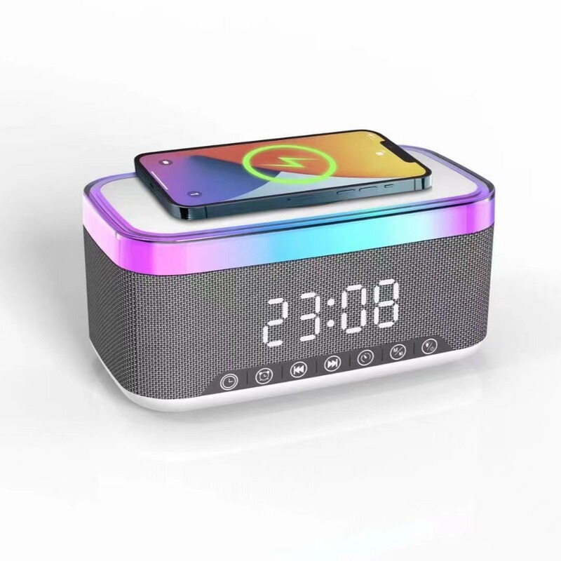 人気無線充電bluetoothスピーカーディスプレイ時計目覚まし時計ハイパワー無線bluetoothスピーカーカードFM|undefined