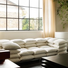 意式极简不锈钢框架沙发设计师款创意枕头抱枕沙发三人位圈绒沙发