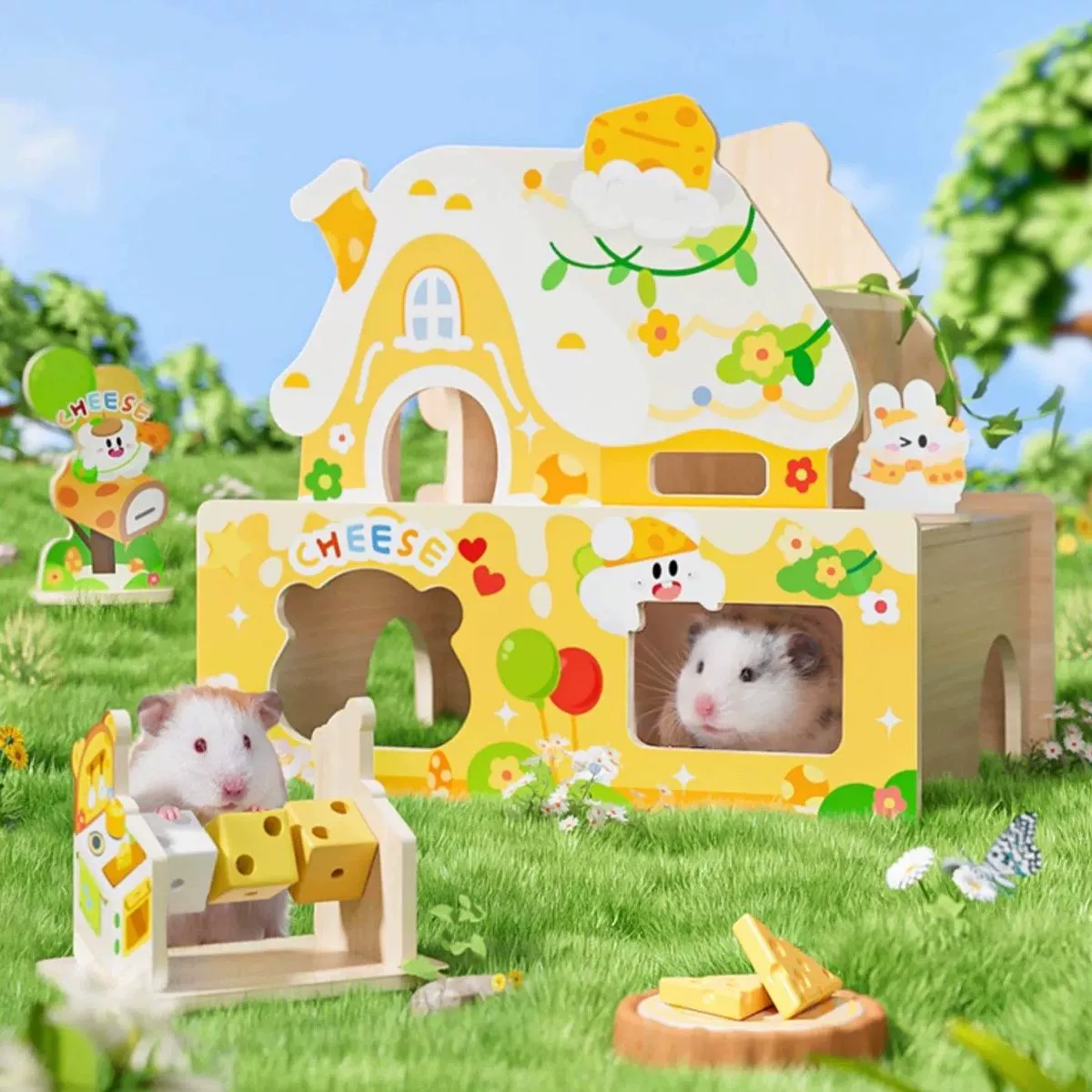 Декоративная игрушка-укрытие для хомяков серии Kano Pet Cheese: вилла-органайзер, мебель, столик для сыра