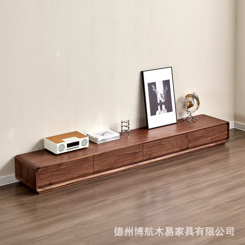 North American Black Walnut TV Cabinet Combination Full Solid Wood Small Apartment Living Room Furniture Modern Simple Floor Cabinet Customization