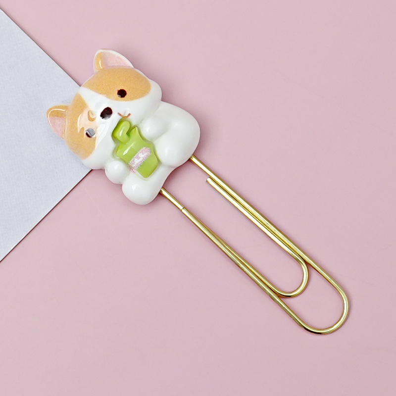 Corgi lindos clips marcadores de dibujos animados pines de escritorio estudiantes cuaderno decoración al por mayor transfronterizos