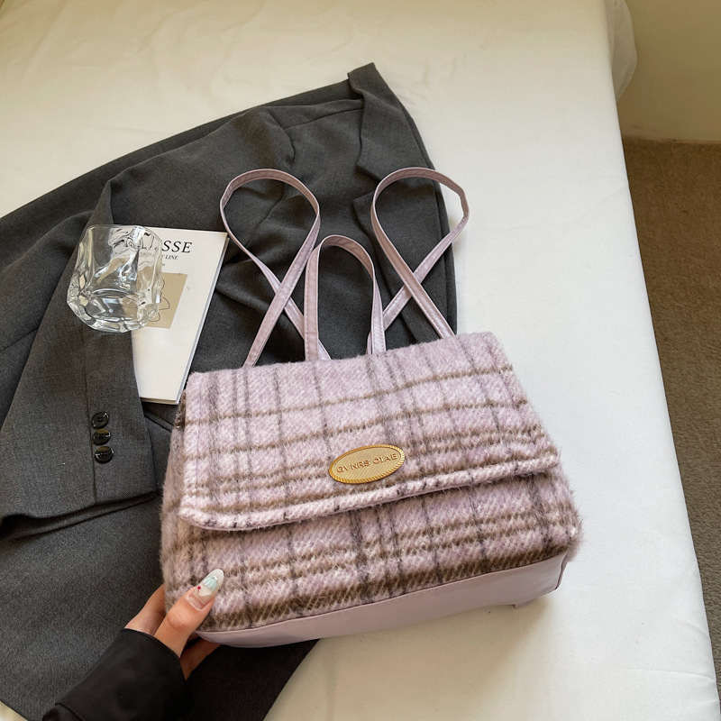 2024 nueva mochila de lana para estudiantes de clase, mochila de gran capacidad, bolsas de estilo de moda de la universidad para mujeres