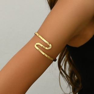 Simple Geometric Open Hollow Arm Bracelet for Women Ins Creative Trendy Body Chain Jewelry