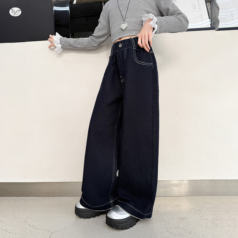 女童牛仔裤2025秋季新款阔腿裤儿童秋装直筒裤女孩春秋款宽松裤子|undefined