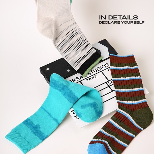 ZYZ original design women's socks autumn simple style blue line polka dot mid-calf socks combed cotton socks for women