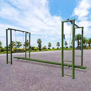 400m Obstacle Wave Wood Training Equipment Rotating Wheel Outdoor Training Equipment Anti-Dizziness Spinner
