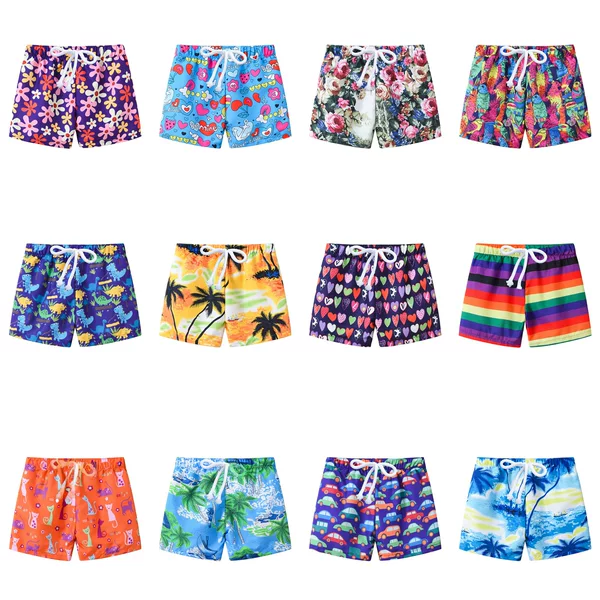 Summer New Kidsren's Clothing Kidsren's Fashion Printed Boys and Girls Lace-Up Adjustable Boxer Shorts Hot Spring Fashion Beach Pants