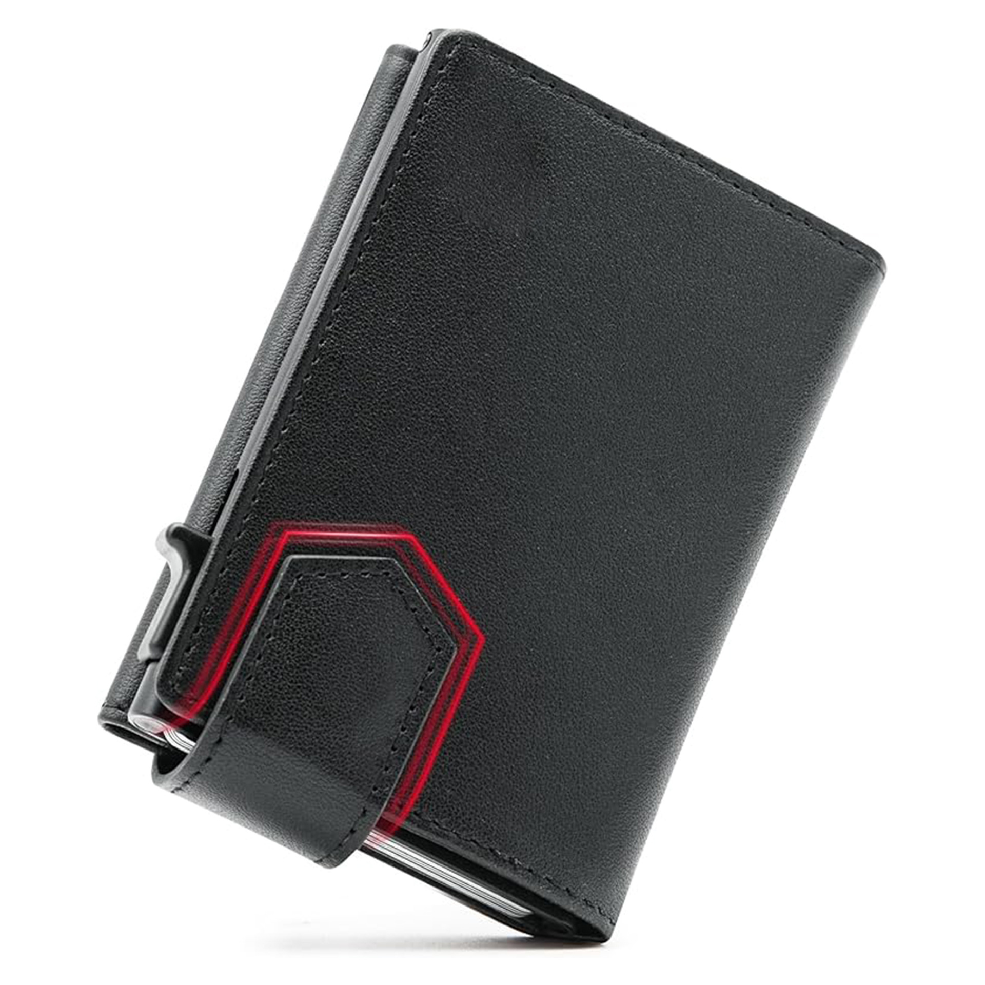 Amazon Personalidad creativa magnetismo bolsa de tarjetas metálicas RFID anti-damagnetismo multifunción cartera de cuero cartera para hombres