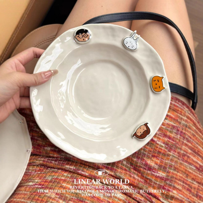 特好看ins高级简约大林男孩系列早餐盘双耳碗不规格八角碗反口盘|undefined