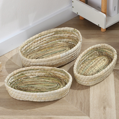 Hand-woven rabbit straw nest warm and breathable straw mat pet nest guinea pig hamster straw nest suitable for all seasons