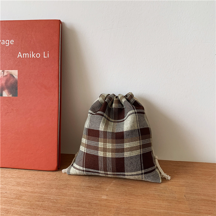 07221 Japanese-style simple polyester-cotton drawstring storage bags, candy bags, polyester drawstring bags wholesale, trendy hand-carry undefined
