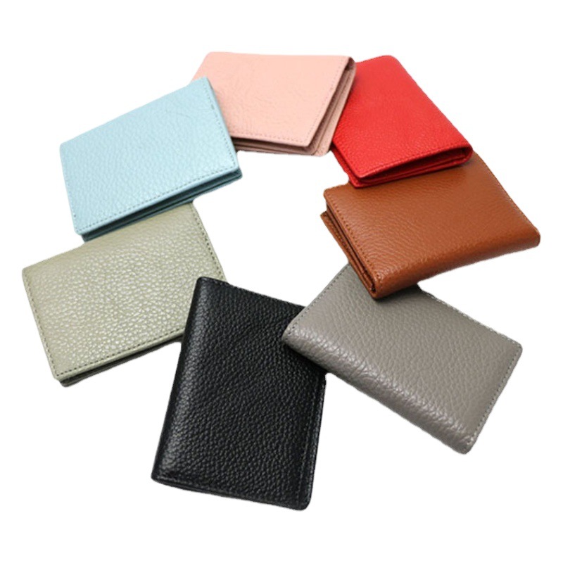 Lychee patrón primera capa de piel de vaca tarjeta de visita libro de almacenamiento titular de la tarjeta de cuero suave titular de la tarjeta de cambio de cuero genuino entrega de una pieza
