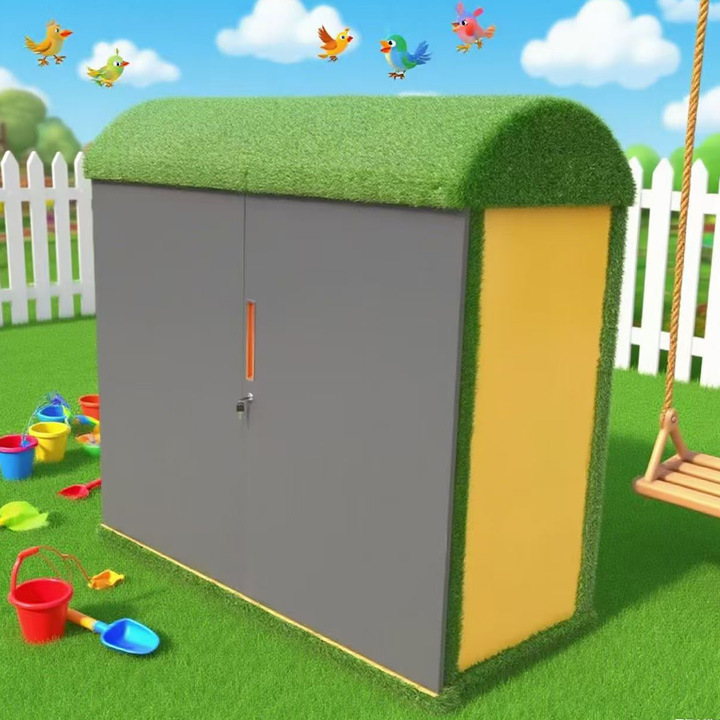 Kindergarten outdoor graffiti cabinet, children's toy storage cabinet, rainproof and sunproof, movable storage cabinet