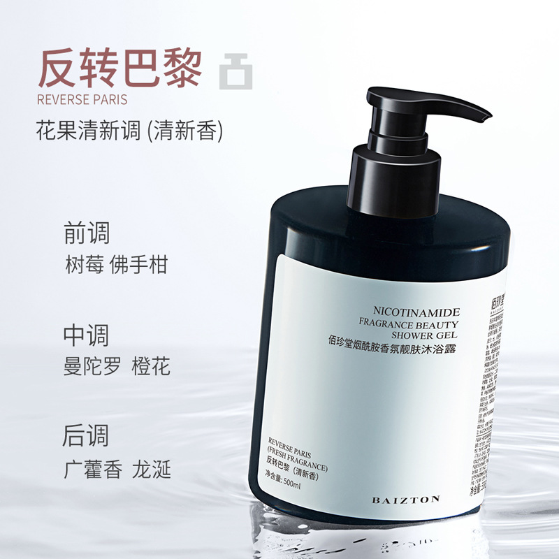 Baizhen Tang perfume nicotinamida, espuma densa, perfume suave y limpio, líquido de baño fresco al por mayor. image 4