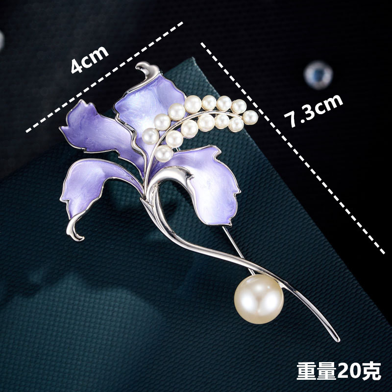 Cross-Border Best-Selling Versatile Enamel Lily Flower Brooch with a High-End Feel, Light Luxury, Exquisite Pin, Clothing Accessory, Corsage