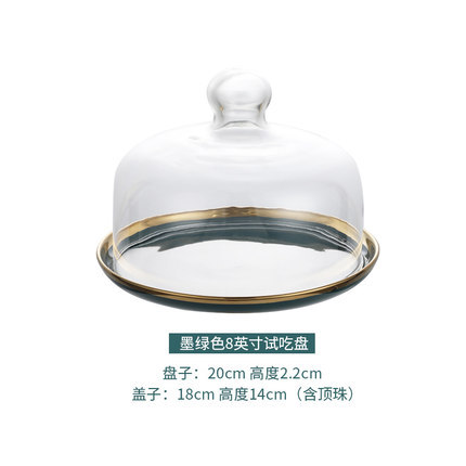 Placa de degustación de frutas con tapa caja cubierta de vidrio transparente para tienda pan postre pastel cubierta bandeja de exhibición Placa de degustación