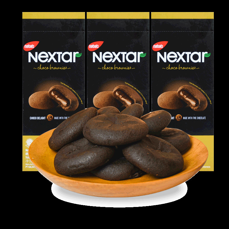 麗芝士納寶帝布朗尼風味注心曲奇印尼進口零食軟心趣112g夾心餅乾