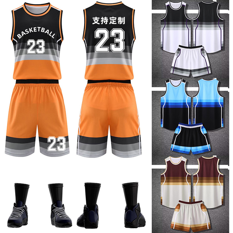 New American Style Basketball Suit Men's Printed Character Student's Jersey Sports Vest Training Competition Team Suit Summer Adult