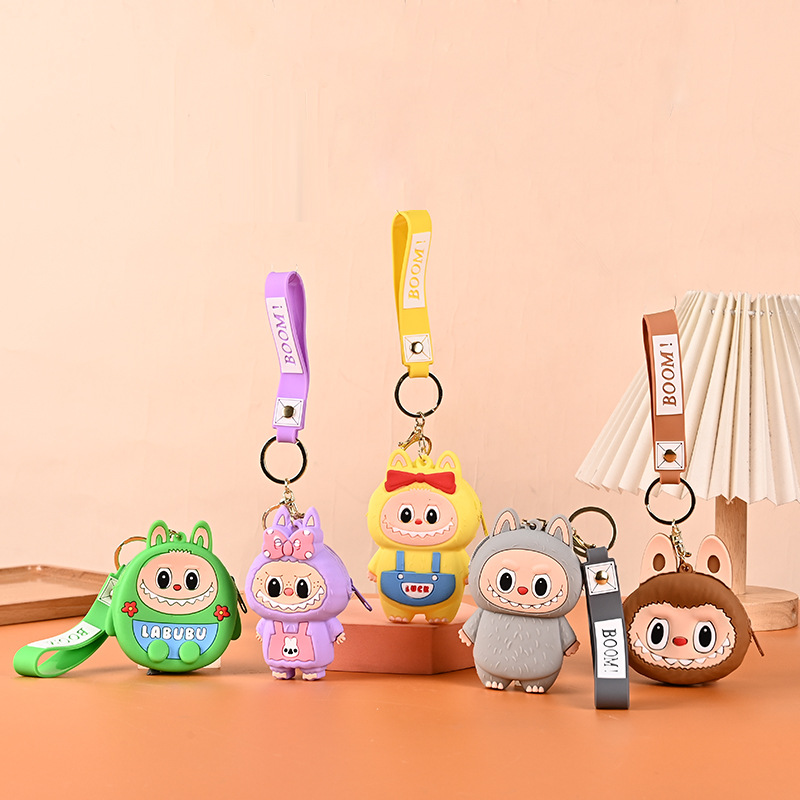 子供用ラブブ小銭入れシリコンプチギフトキーホルダーペンダントカードキャッチャーマシンプチギフトラブブ