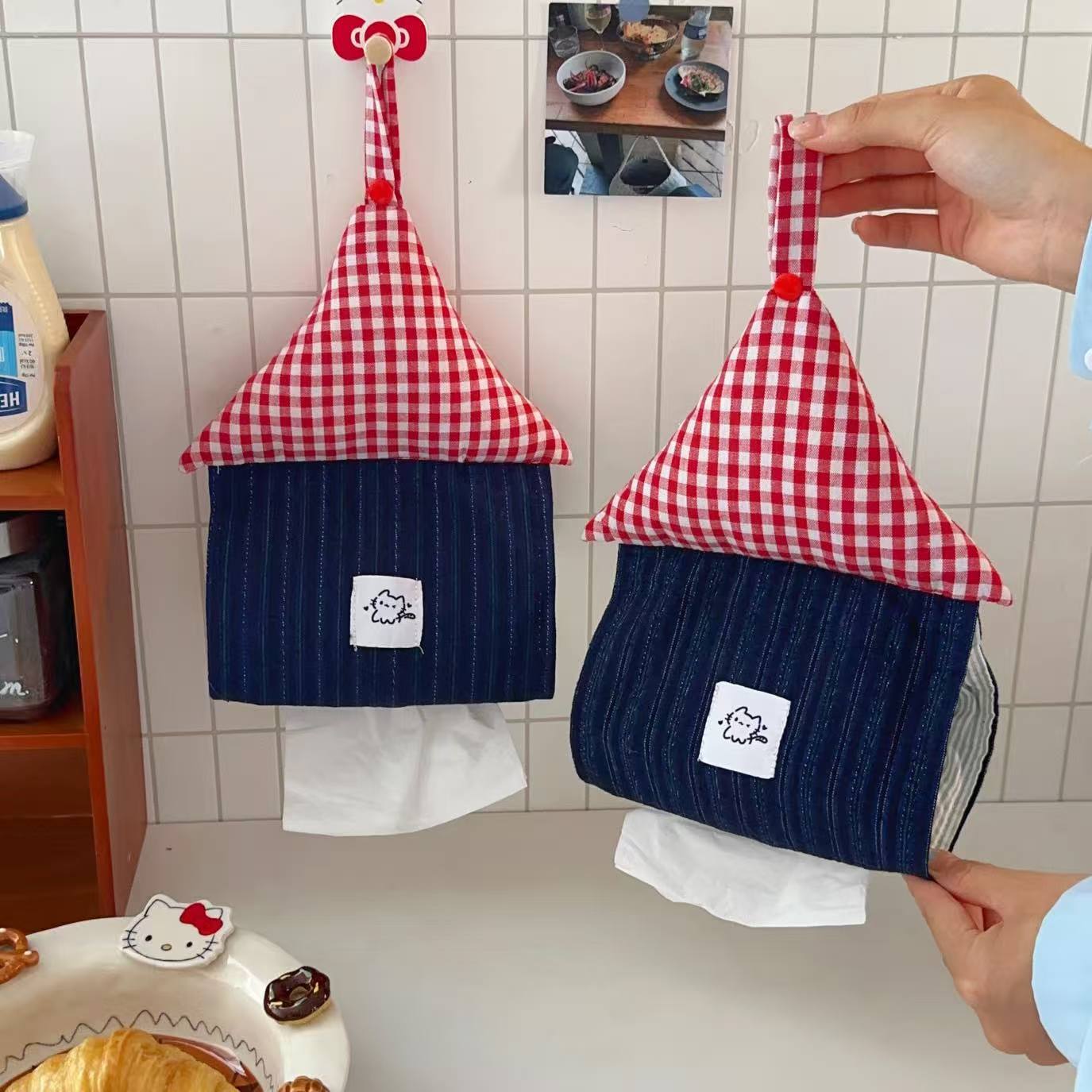 Casa pequeña creativa caja de extracción de papel dormitorio cocina doméstica caja de toallas de baño de alto valor de pared tipo bolsa de toallas de papel
