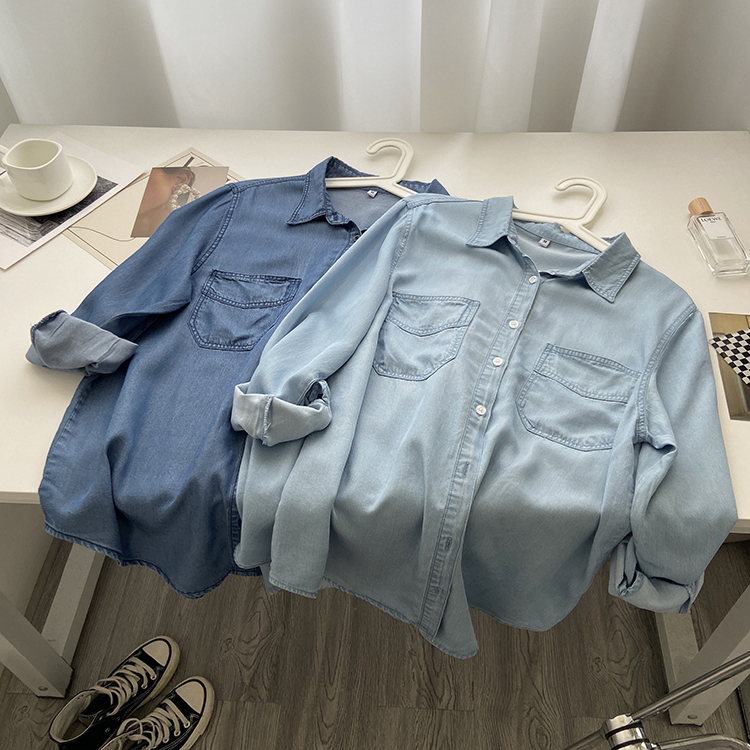 Retro Hong Kong Style Soft Tencel Cotton Shirt for Women 2026 Spring and Autumn Loose Versatile Casual Lapel Cardigan Jacket for Women