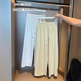 TK东南亚跨境热销款撒金糯米绒阔腿裤宽松高腰彩色抽绳休闲直筒裤