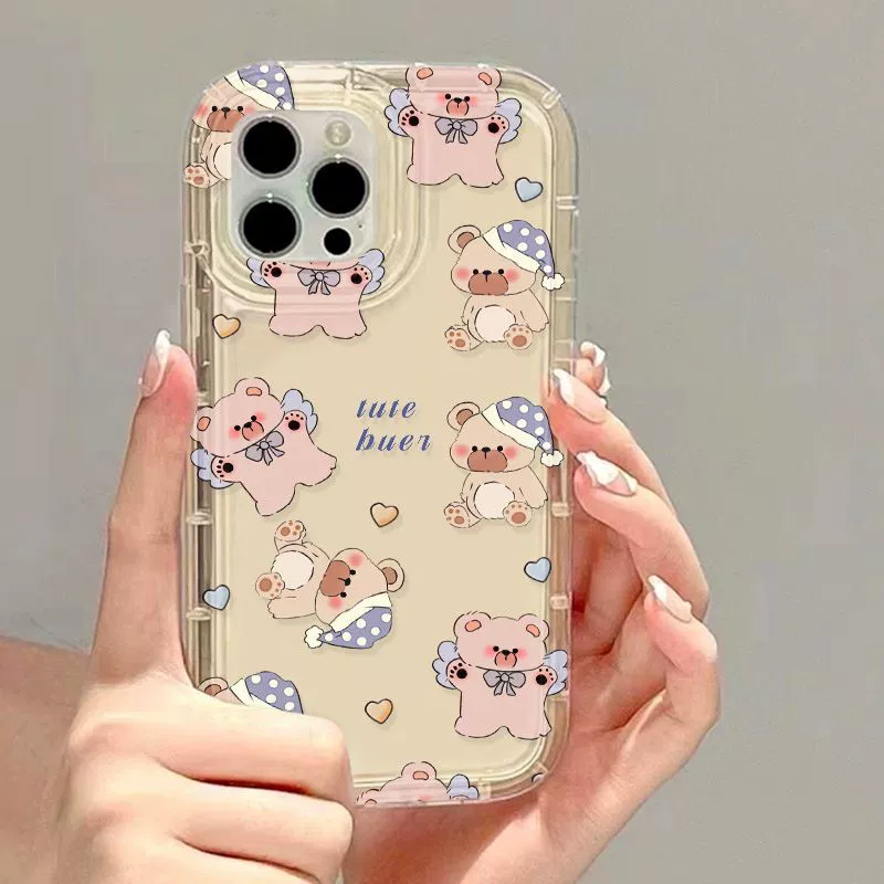 Яблоко, милый совместимый чехол для телефона, iPhone14 Pro, iPhone 12, с маленькими мишками, iphone, 13