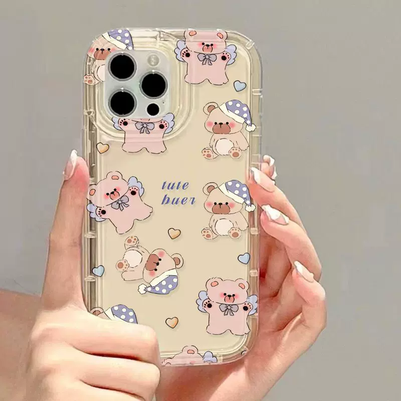 Яблоко, милый совместимый чехол для телефона, iPhone14 Pro, iPhone 12, с маленькими мишками, iphone, 13
