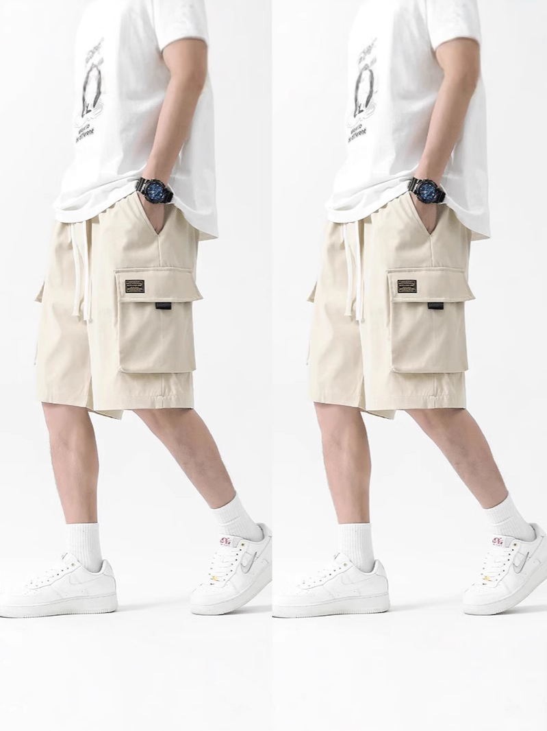 Pantalones cortos de hielo para hombres de verano tendencia americana cinco puntos pantalones deportivos casuales de moda de alta calle pantalones de playa