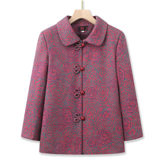 Grandma Foreign Style Noble Coat Middle-aged and Elderly Mother Spring and Autumn National Style Coat Old Lady Spring Clothes