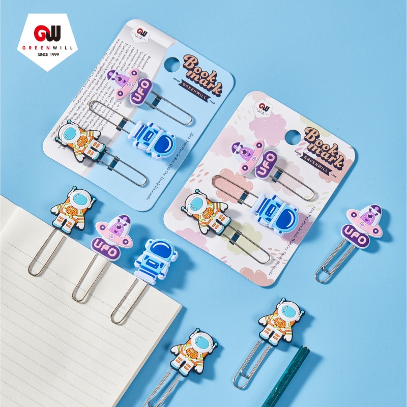 Creativo lindos astronautas clips marcadores dibujos animados muñeca canción pin estudiantes papelería de oficina pequeños regalos al por mayor