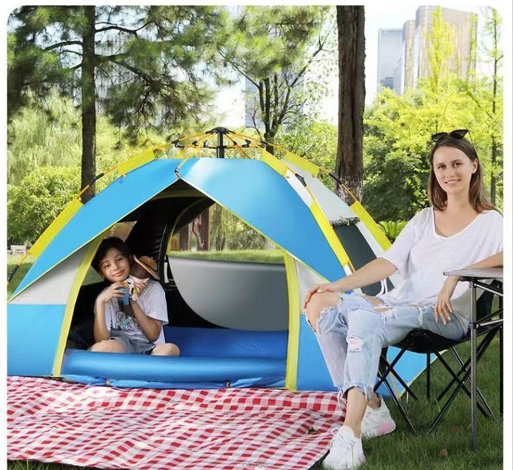 Portátil plegable automático camping tienda al aire libre doble tienda de campaña engrosada protección solar anti-mosquito pareja playa